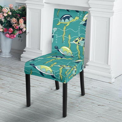 Sea Turtle Pattern Print Design T08 Dining Chair Slipcover-JORJUNE.COM