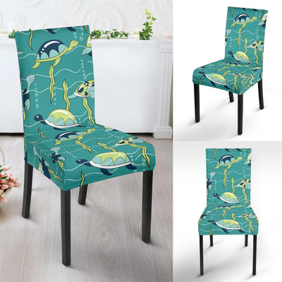 Sea Turtle Pattern Print Design T08 Dining Chair Slipcover-JORJUNE.COM