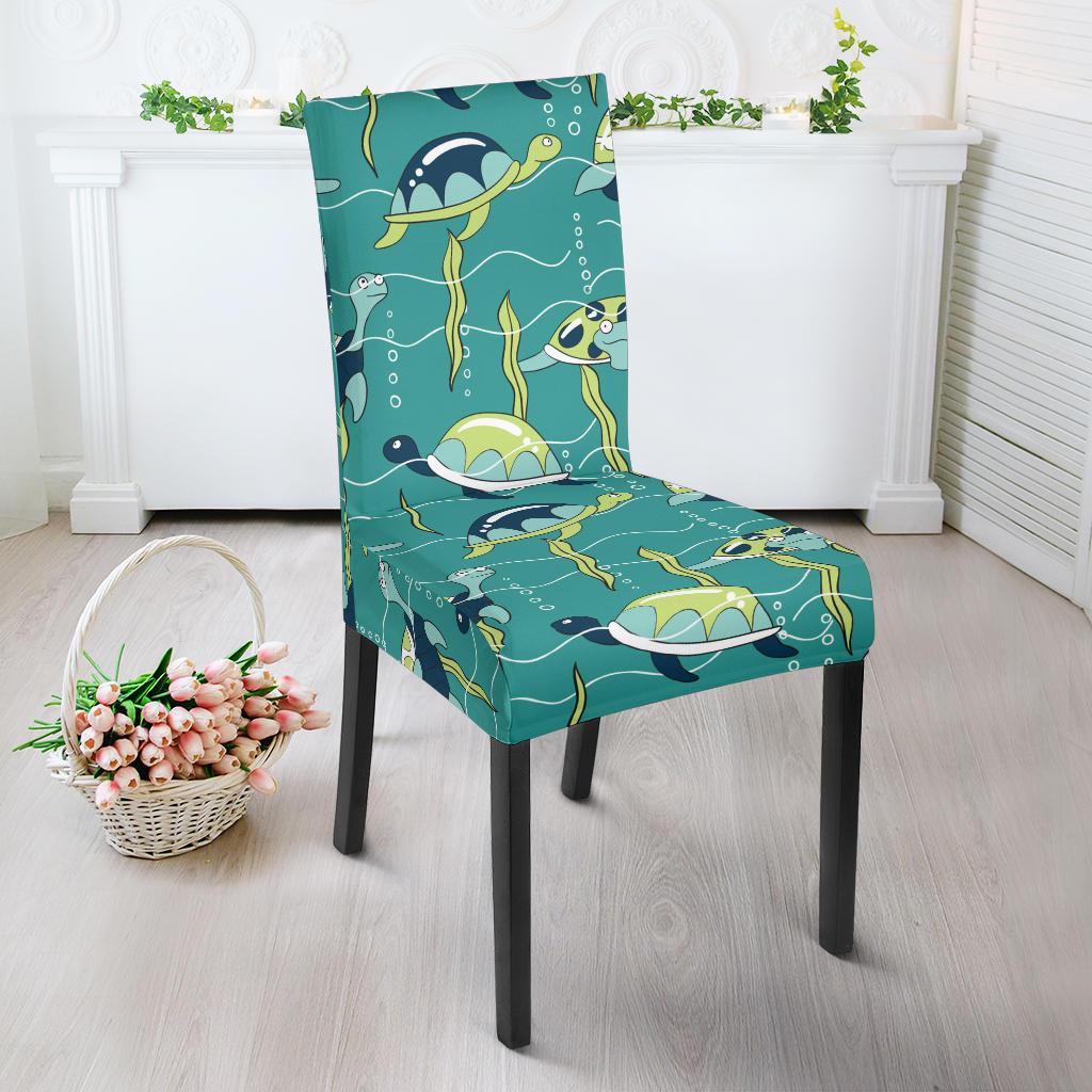 Sea Turtle Pattern Print Design T08 Dining Chair Slipcover-JORJUNE.COM