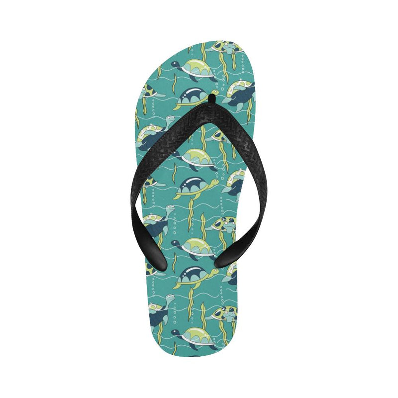 Sea Turtle Pattern Print Design T08 Flip Flops-JorJune