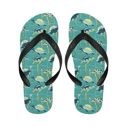 Sea Turtle Pattern Print Design T08 Flip Flops-JorJune