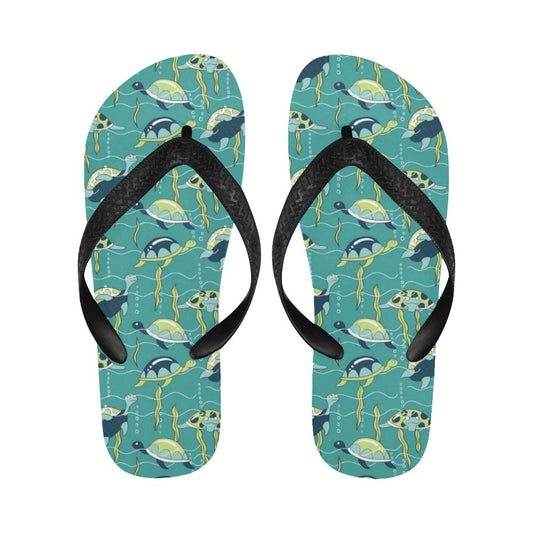 Sea Turtle Pattern Print Design T08 Flip Flops-JorJune