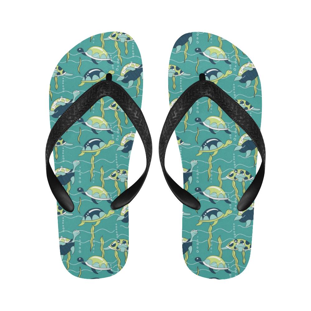 Sea Turtle Pattern Print Design T08 Flip Flops-JorJune