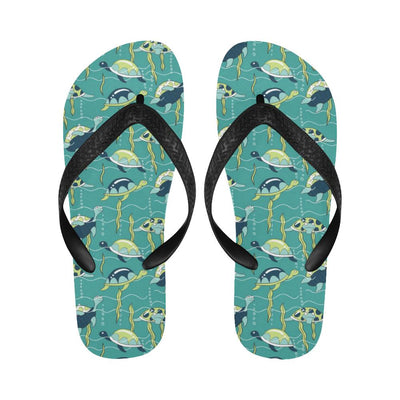 Sea Turtle Pattern Print Design T08 Flip Flops-JorJune