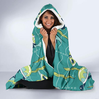 Sea Turtle Pattern Print Design T08 Hooded Blanket-JORJUNE.COM