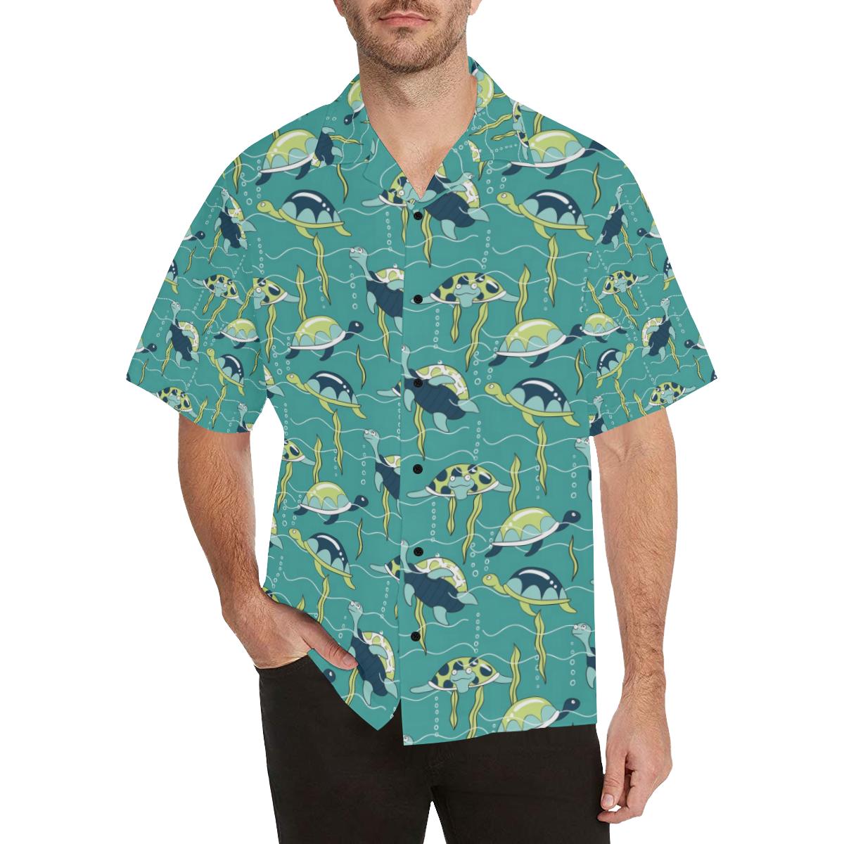 Sea Turtle Pattern Print Design T08 Men Hawaiian Shirt-JorJune