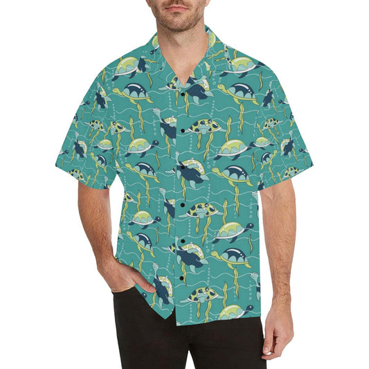 Sea Turtle Pattern Print Design T08 Men Hawaiian Shirt-JorJune