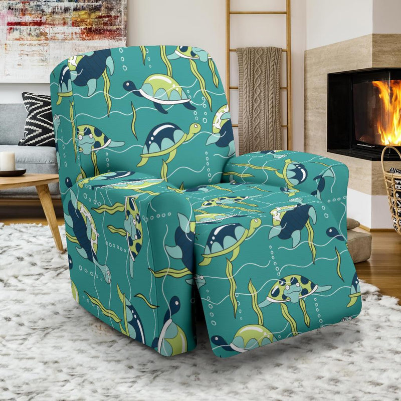 Sea Turtle Pattern Print Design T08 Recliner Slipcover-JORJUNE.COM