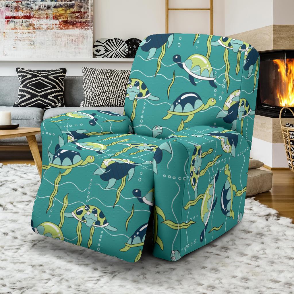 Sea Turtle Pattern Print Design T08 Recliner Slipcover-JORJUNE.COM