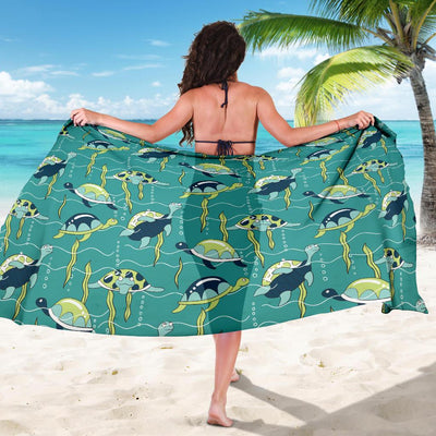 Sea Turtle Pattern Print Design T08 Sarong Pareo Wrap-JORJUNE.COM