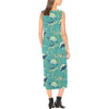 Sea Turtle Pattern Print Design T08 Sleeveless Open Fork Long Dress