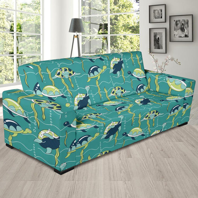 Sea Turtle Pattern Print Design T08 Sofa Slipcover-JORJUNE.COM