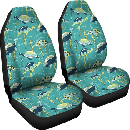 Sea Turtle Pattern Print Design T08 Universal Fit Car Seat Covers-JorJune