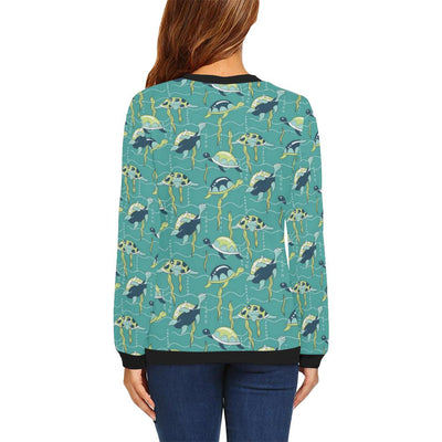 Sea Turtle Pattern Print Design T08 Women Long Sleeve Sweatshirt-JorJune