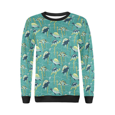 Sea Turtle Pattern Print Design T08 Women Long Sleeve Sweatshirt-JorJune