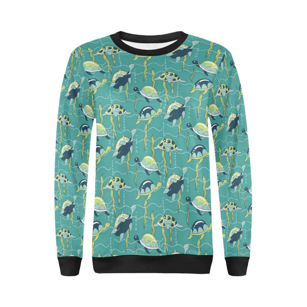 Sea Turtle Pattern Print Design T08 Women Long Sleeve Sweatshirt - JorJune