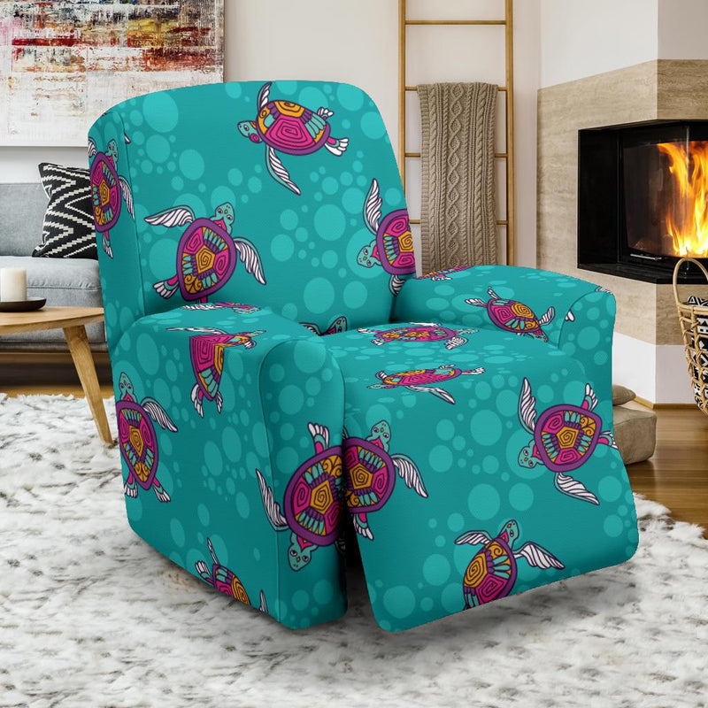 Sea Turtle Pattern Recliner Slipcover-JORJUNE.COM