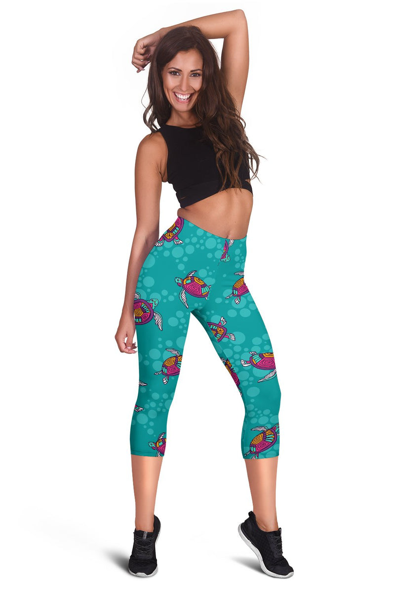 Sea Turtle Pattern Women Capris