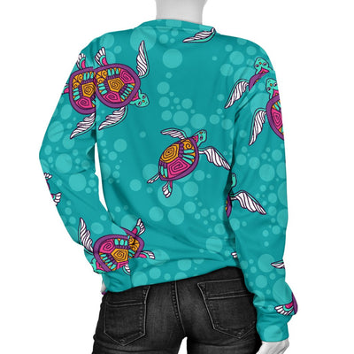 Sea Turtle Pattern Women Crewneck Sweatshirt