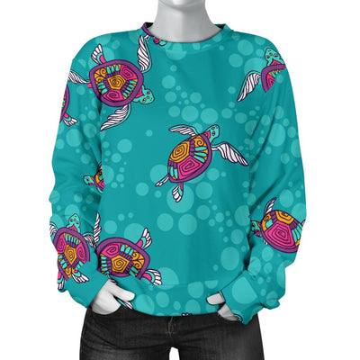 Sea Turtle Pattern Women Crewneck Sweatshirt