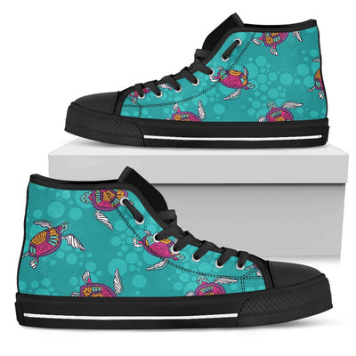 Sea Turtle Pattern Women High Top Shoes