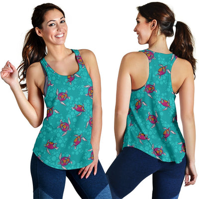 Sea Turtle Pattern Women Racerback Tank Top