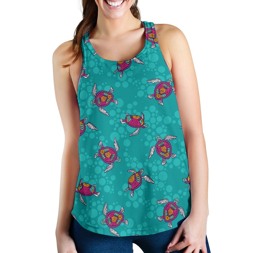 Sea Turtle Pattern Women Racerback Tank Top