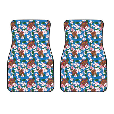 Sea Turtle Pink Hibiscus Hawaiian Print Car Floor Mats-JORJUNE.COM