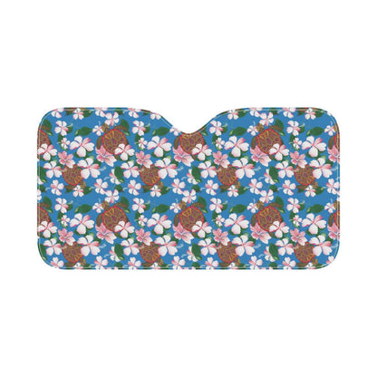 Sea Turtle Pink Hibiscus Hawaiian Print Car Sun Shade-JorJune