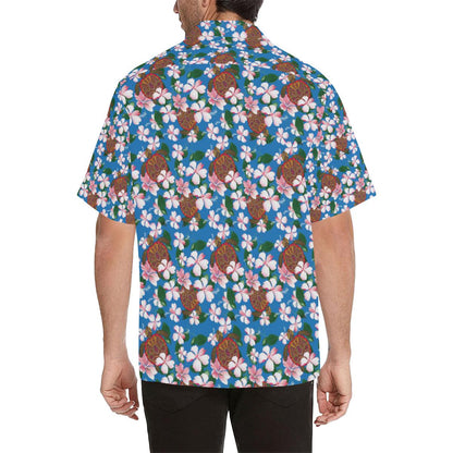 Sea Turtle Pink Hibiscus Hawaiian Print Men Hawaiian Shirt-JorJune
