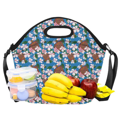Sea Turtle Pink Hibiscus Hawaiian Print Neoprene Lunch Bag-JorJune