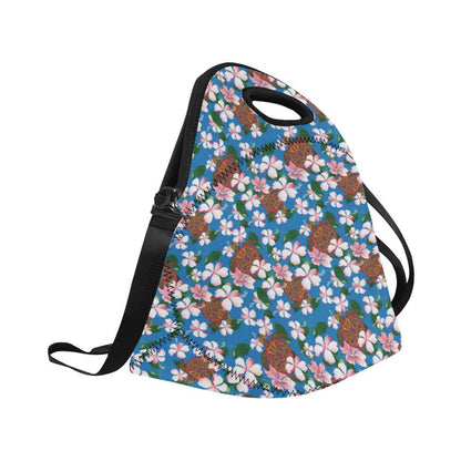 Sea Turtle Pink Hibiscus Hawaiian Print Neoprene Lunch Bag-JorJune