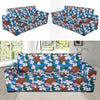 Sea Turtle Pink Hibiscus Hawaiian Print Sofa Slipcover-JORJUNE.COM