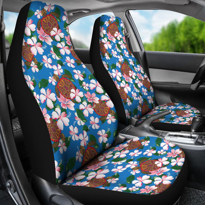 Sea Turtle Pink Hibiscus Hawaiian Print Universal Fit Car Seat Covers-JorJune