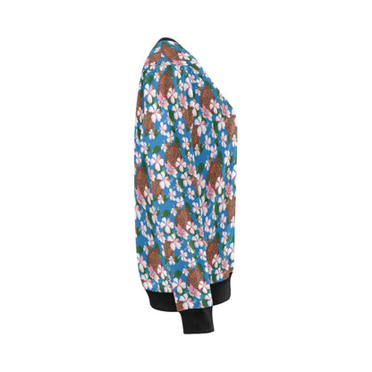 Sea Turtle Pink Hibiscus Hawaiian Print Women Long Sleeve Sweatshirt-JorJune
