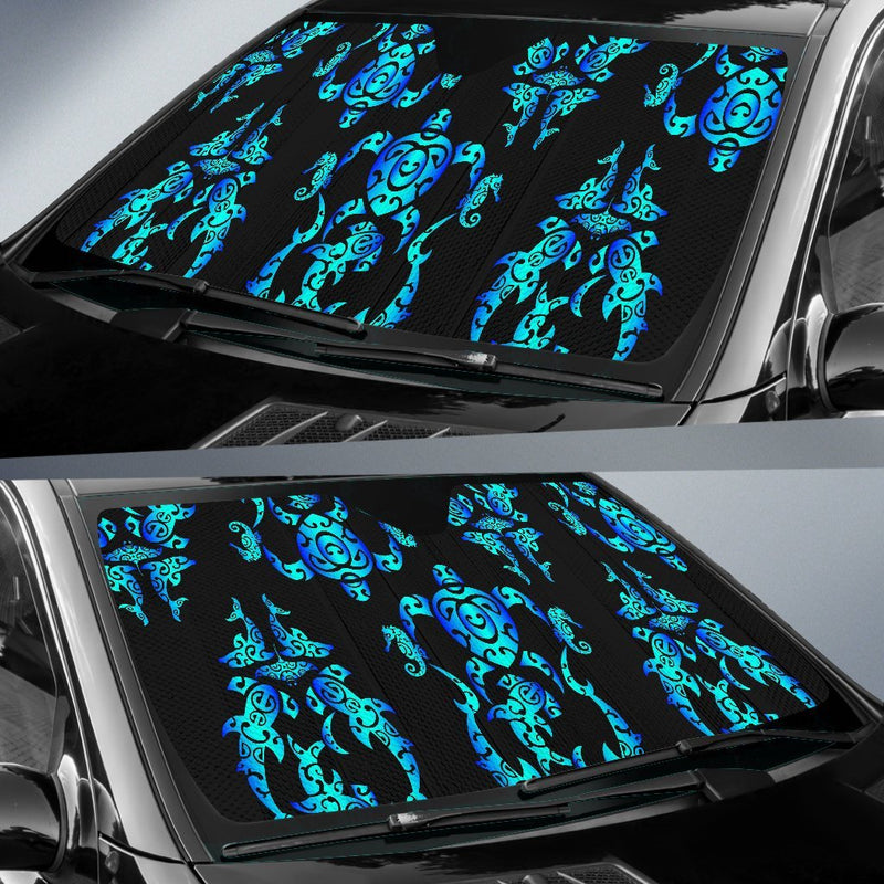 Sea Turtle Polynesian Tribal Hawaiian Car Sun Shade-JorJune