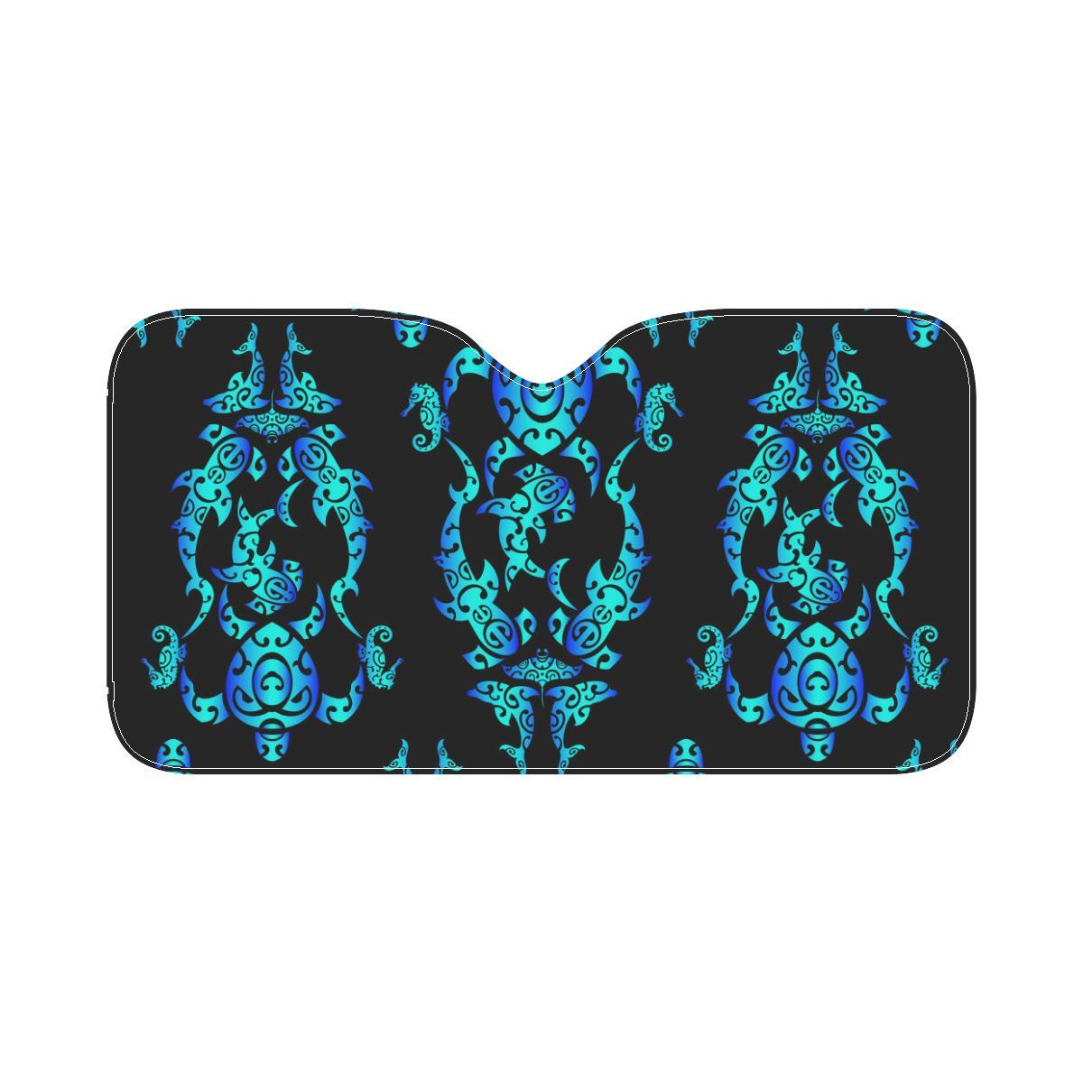 Sea turtle Polynesian Tribal Hawaiian Car Sun Shade-JorJune