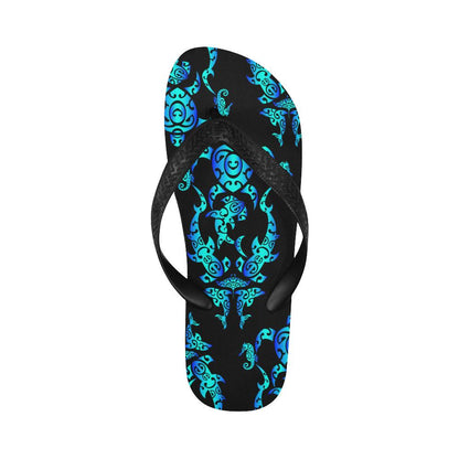 Sea turtle Polynesian Tribal Hawaiian Flip Flops-JorJune