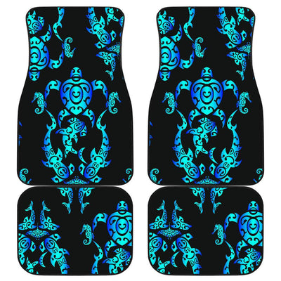 Sea turtle Polynesian Tribal Hawaiian Front and Back Car Floor Mats