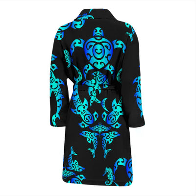 Sea Turtle Polynesian Tribal Hawaiian Men Bath Robe