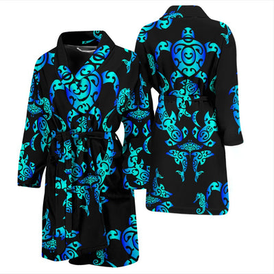 Sea Turtle Polynesian Tribal Hawaiian Men Bath Robe