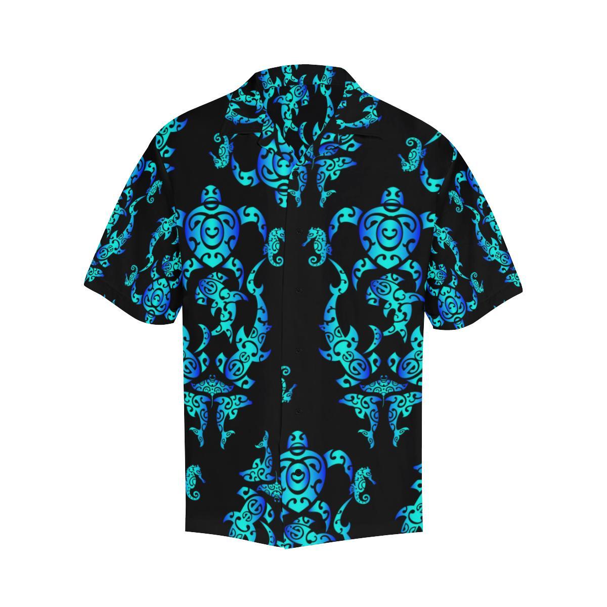 Sea turtle Polynesian Tribal Hawaiian Men Hawaiian Shirt-JorJune