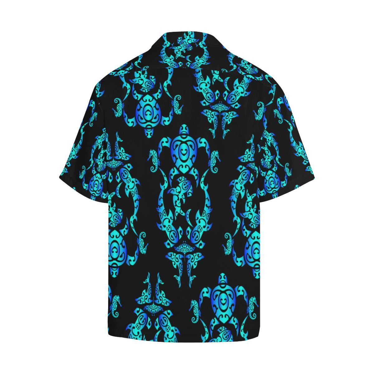 Sea turtle Polynesian Tribal Hawaiian Men Hawaiian Shirt-JorJune