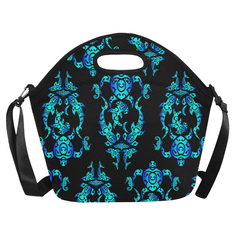 Sea turtle Polynesian Tribal Hawaiian Neoprene Lunch Bag-JorJune