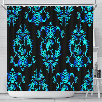Sea turtle Polynesian Tribal Hawaiian Shower Curtain