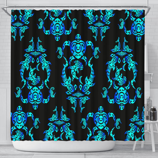 Sea turtle Polynesian Tribal Hawaiian Shower Curtain