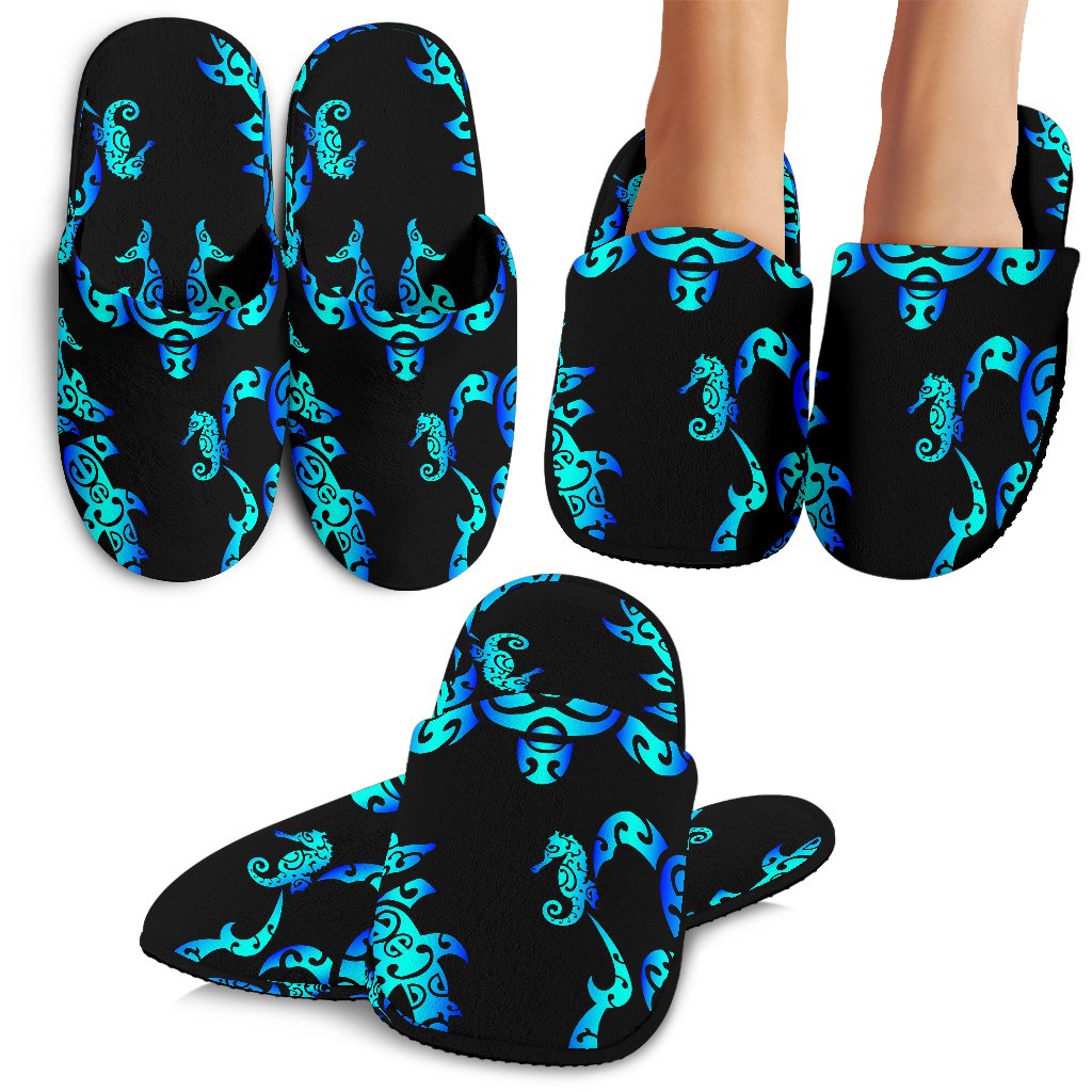 Sea Turtle Polynesian Tribal Hawaiian Slippers