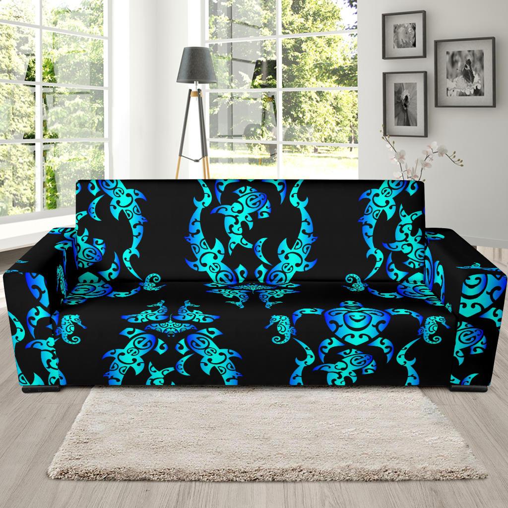 Sea turtle Polynesian Tribal Hawaiian Sofa Slipcover-JORJUNE.COM