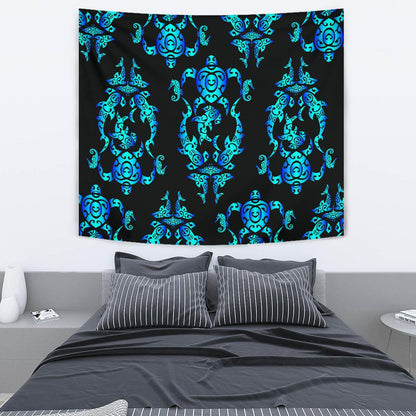 Sea turtle Polynesian Tribal Hawaiian Tapestry