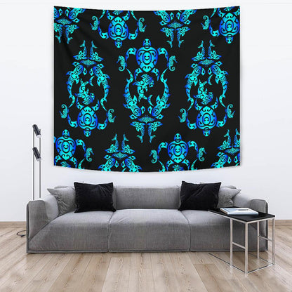 Sea turtle Polynesian Tribal Hawaiian Tapestry